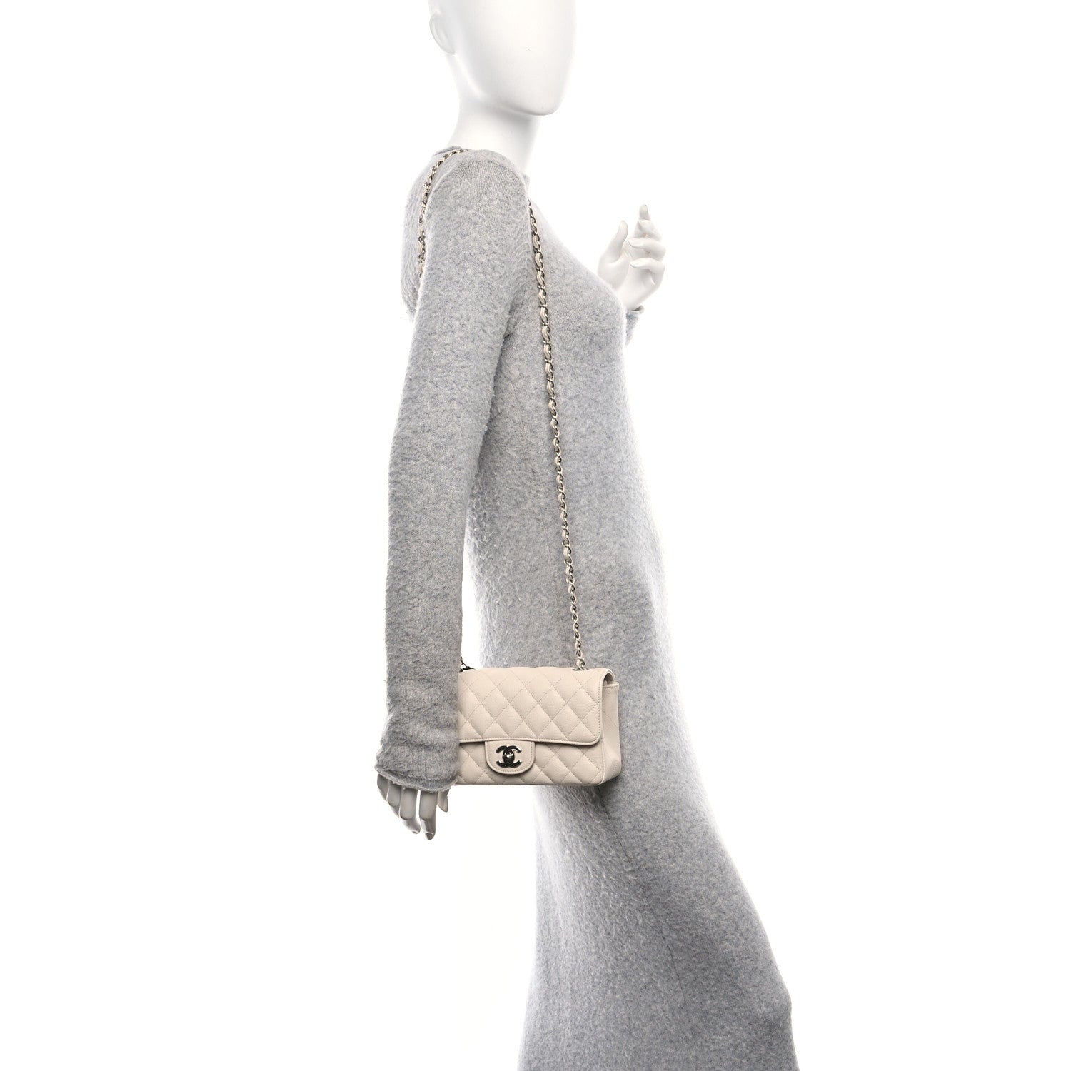 Chanel Caviar Quilted Mini Rectangular Flap Light Beige 2 of 11
