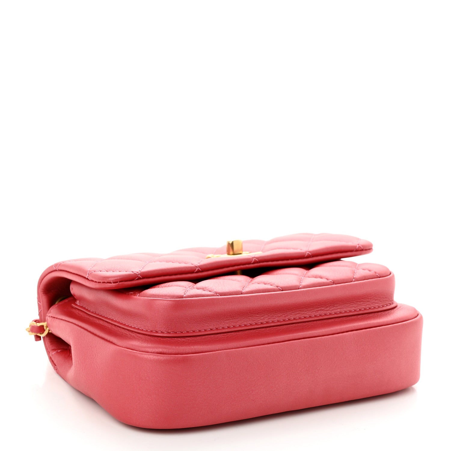 Chanel Calfskin Quilted Top Handle Flap Dark Pink 4 of 10