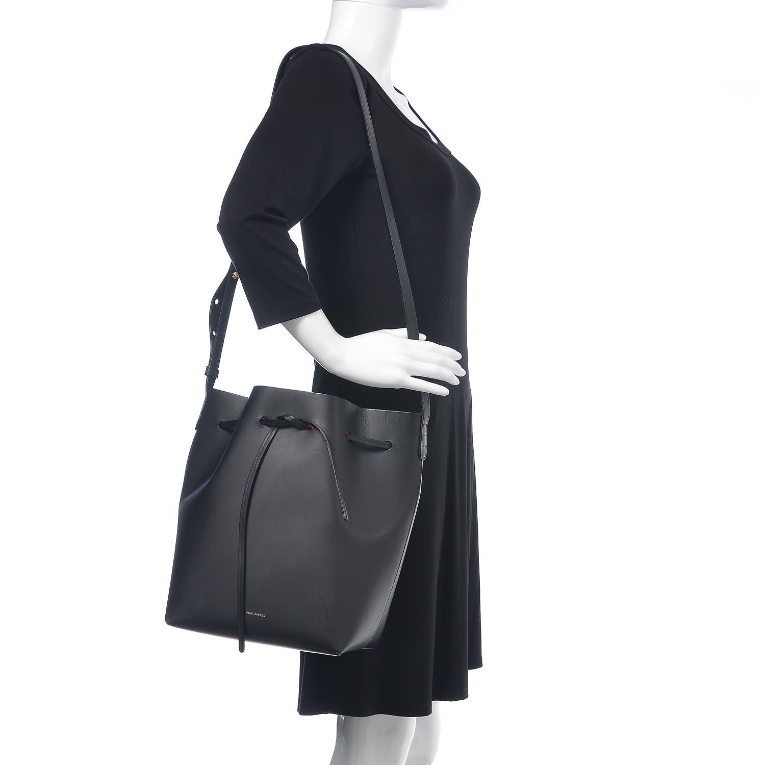 Mansur Gavriel Vegetable Tanned Calfskin Bucket Bag Black Flamma 2 of 17