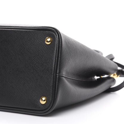 Prada Saffiano Cuir Medium Double Bag Black Fuoco 10 of 10