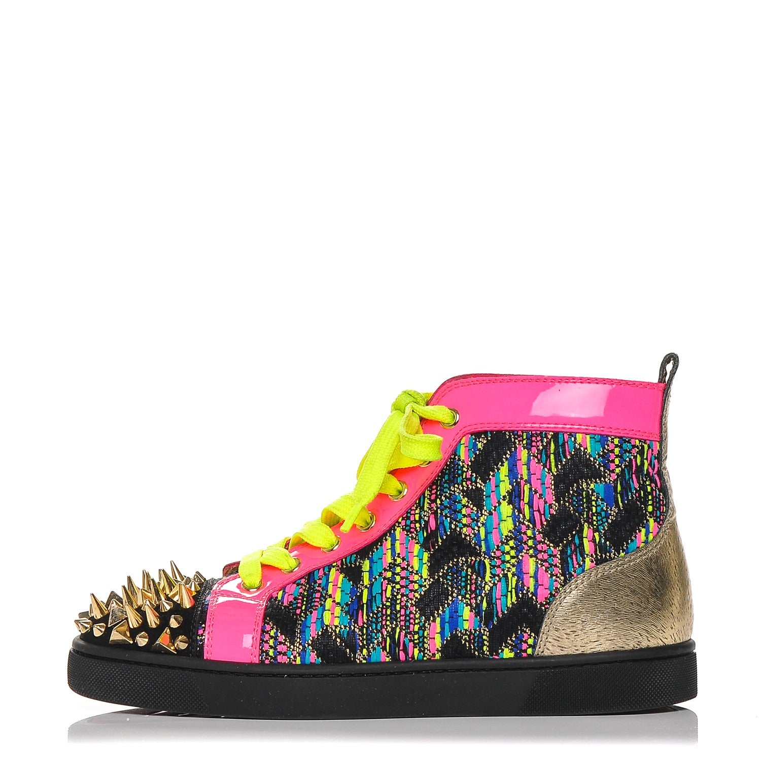 Christian Louboutin CHRISTIAN LOUBOUTIN Mens Tweed Patent Louis Pik Pik Orlato Flat Spikes Sneakers 39 Multicolor 1 of 7