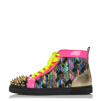 Christian Louboutin CHRISTIAN LOUBOUTIN Mens Tweed Patent Louis Pik Pik Orlato Flat Spikes Sneakers 39 Multicolor 1 of 7