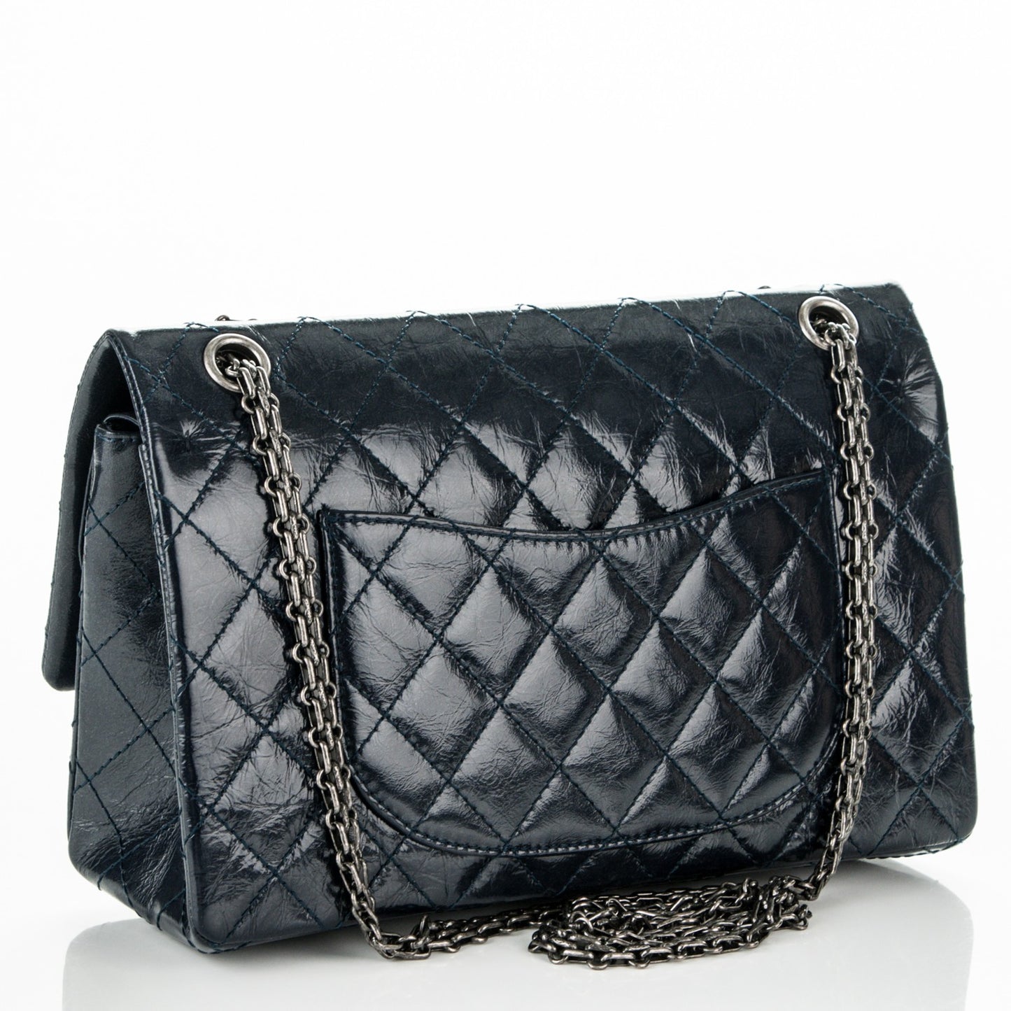 Glazed Calfskin Quilted 2.55 Reissue 226 Flap Dark Navy Blue