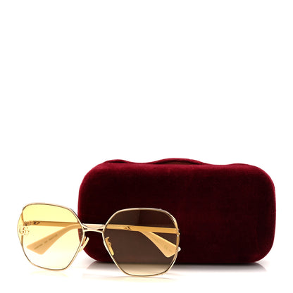 Gucci Metal Fork Square Frame Sunglasses GG0818SA Yellow 9 of 9