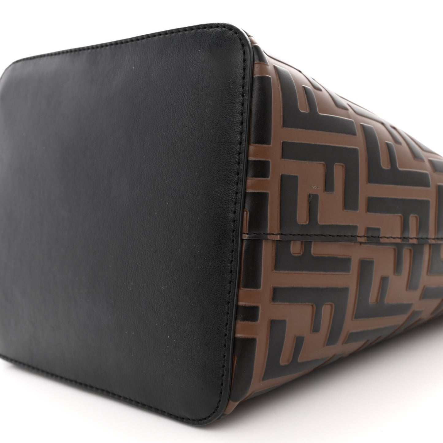 Vitello Grace F is Fendi Bi-Color FF 1974 Embossed Grande Mon Tresor Bucket Bag Maya Black Fragola