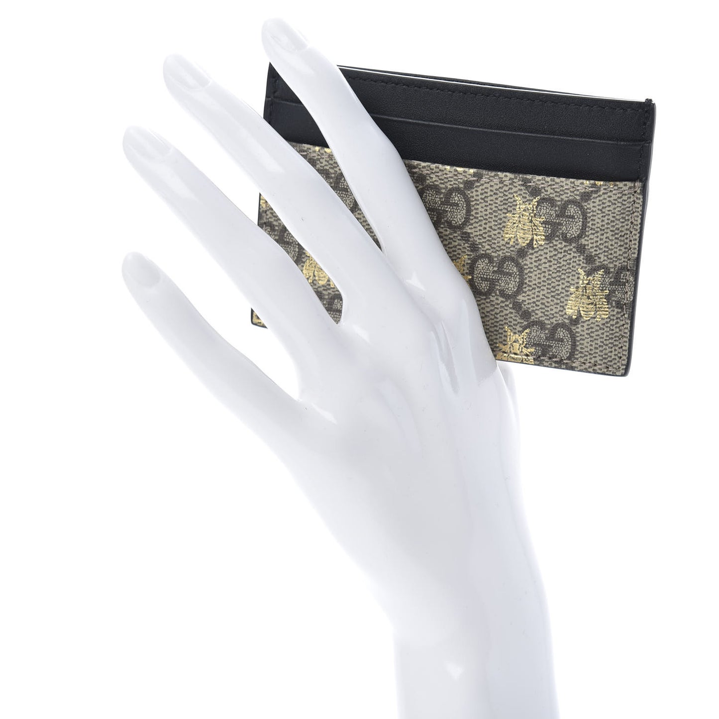 GG Supreme Monogram Bees Card Holder Black