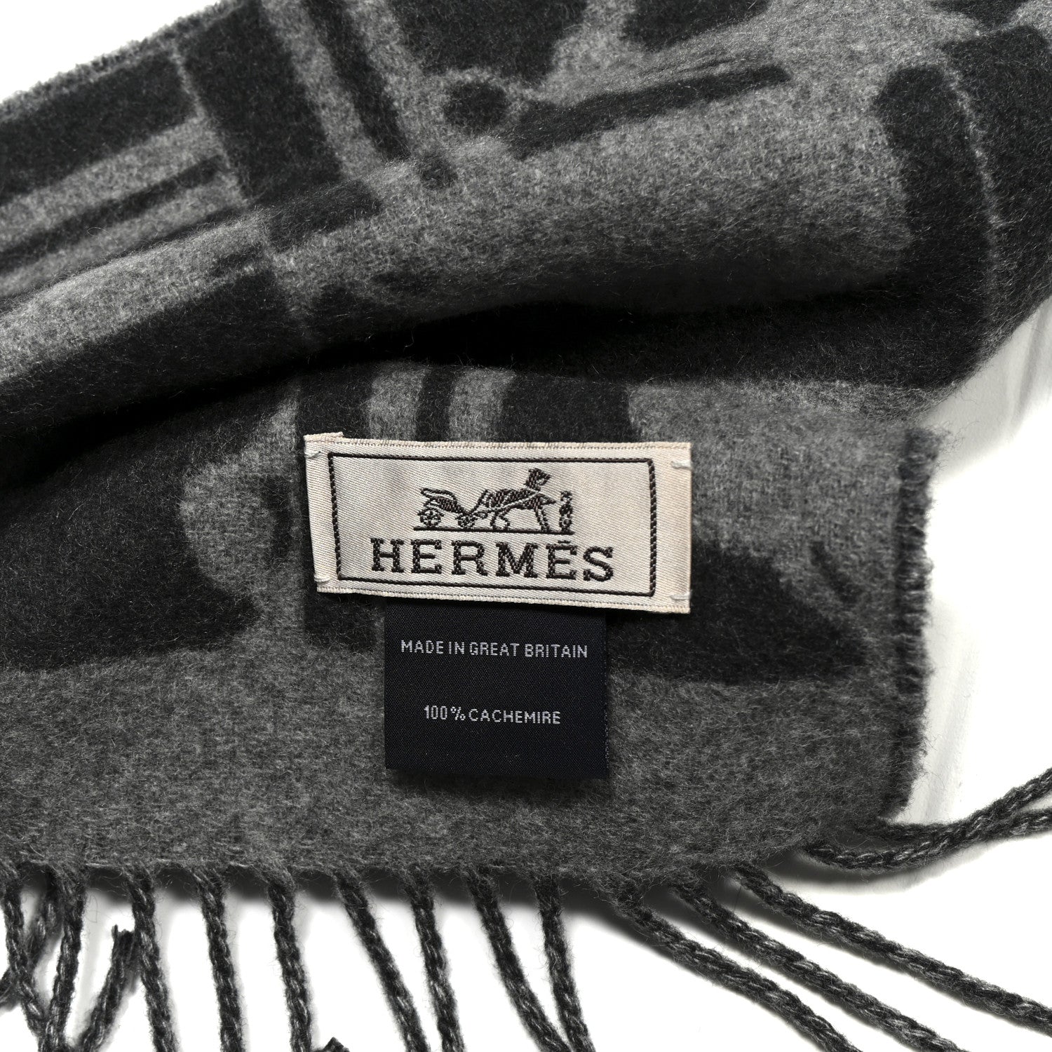 Hermes Cashmere Brides de Gala en Desordre Muffler Gris Chine Anthracite 3 of 3