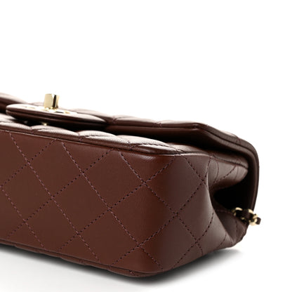Chanel Lambskin Quilted Mini Top Handle Rectangular Flap Dark Brown 10 of 10