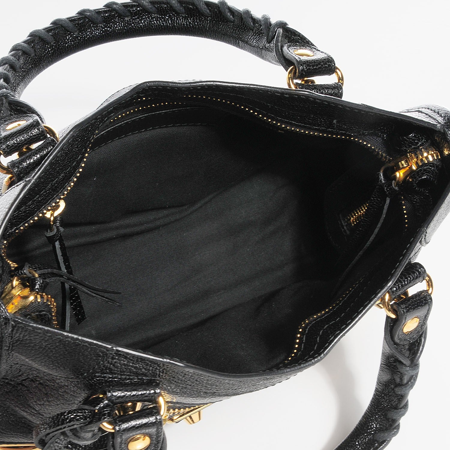 Balenciaga Chevre Gold Metallic Edge Hardware Mini City Black 5 of 15