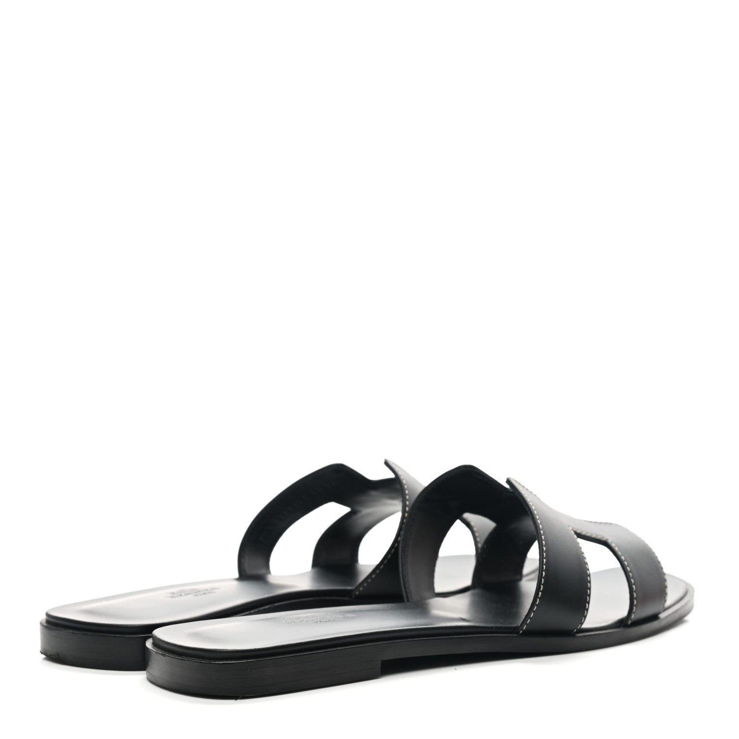 Hermes Box Calfskin Oran Sandals 39 Black 4 of 10