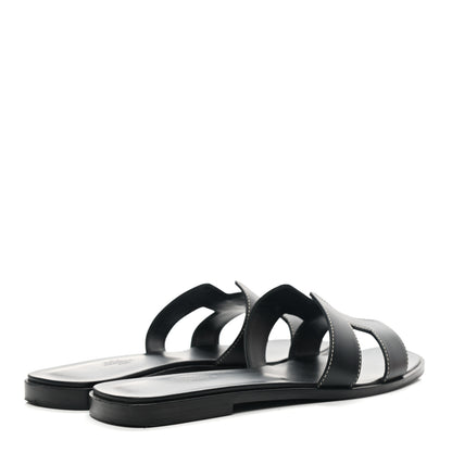 Hermes Box Calfskin Oran Sandals 39 Black 4 of 10