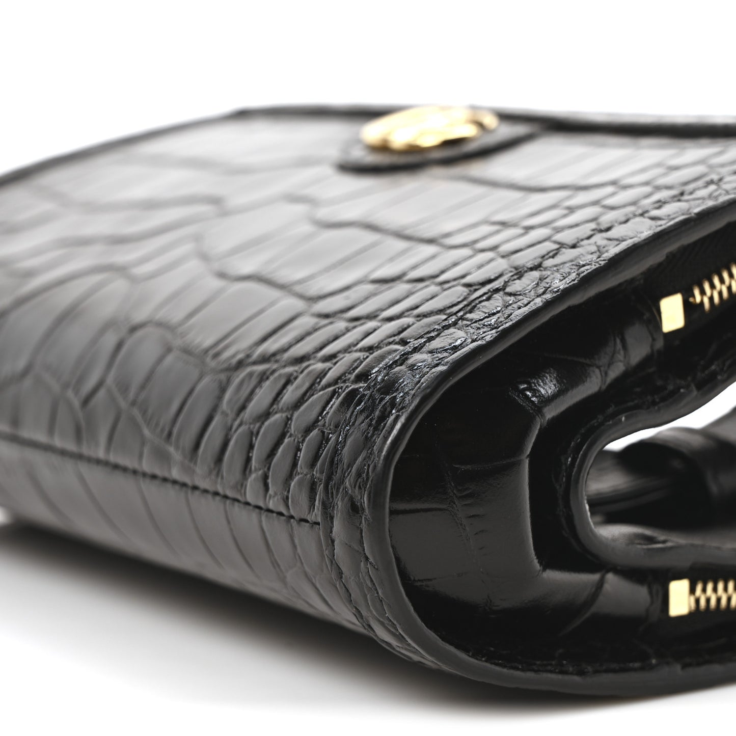 Crocodile Embossed Arm Bag Black