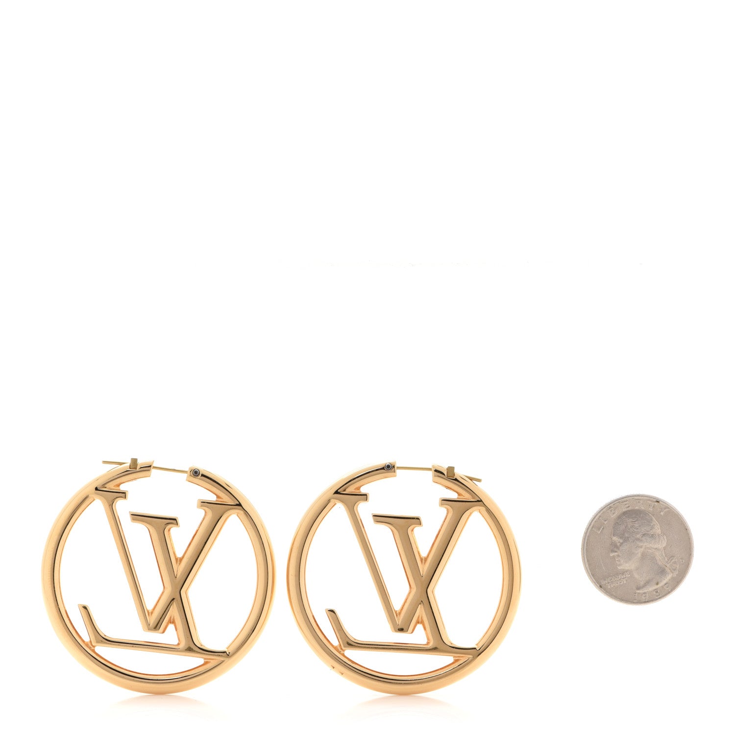 Louis Vuitton Metal Louise Hoop Earrings Gold 2 of 5