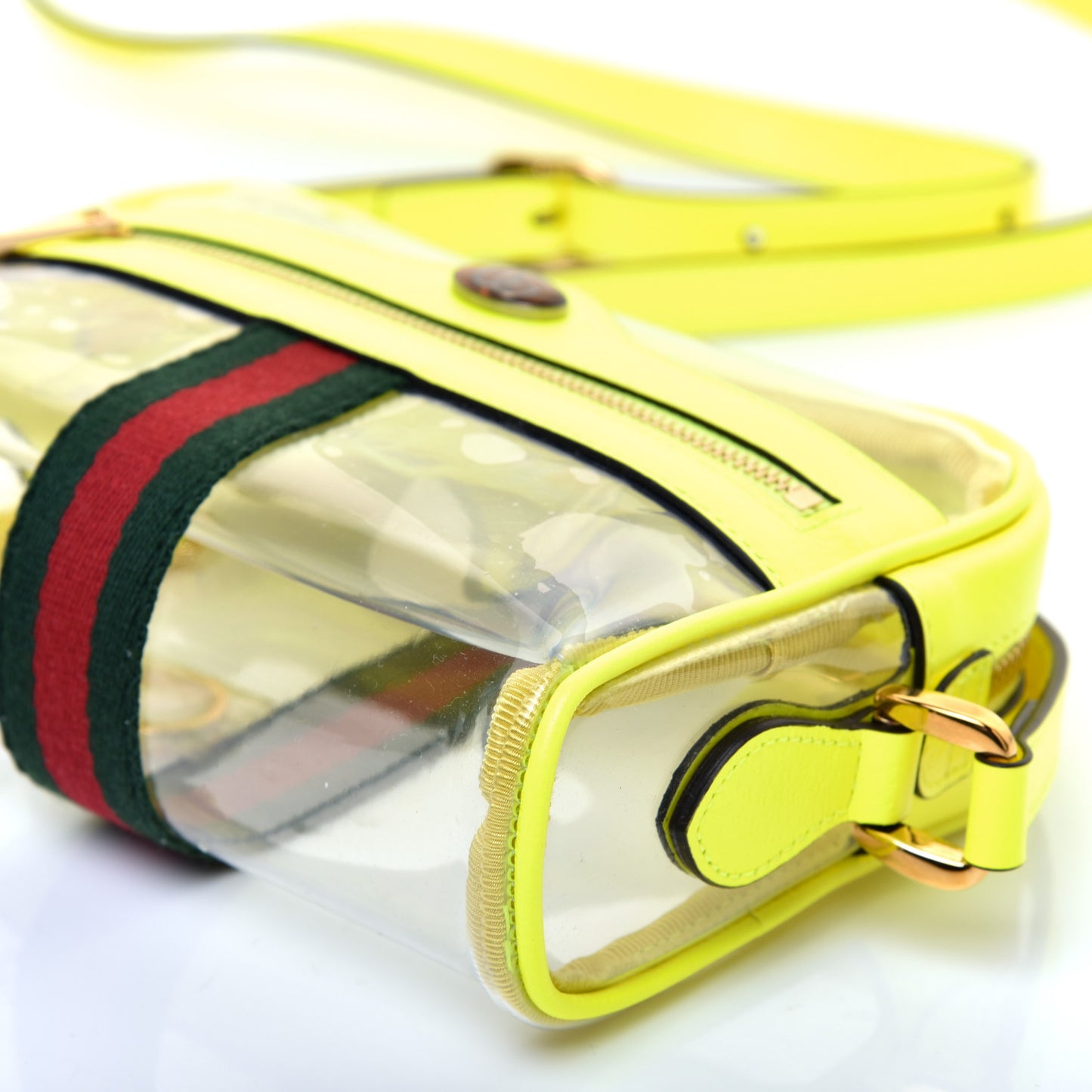 Vinyl Web Mini Ophidia Transparent Shoulder Bag Yellow Fluo