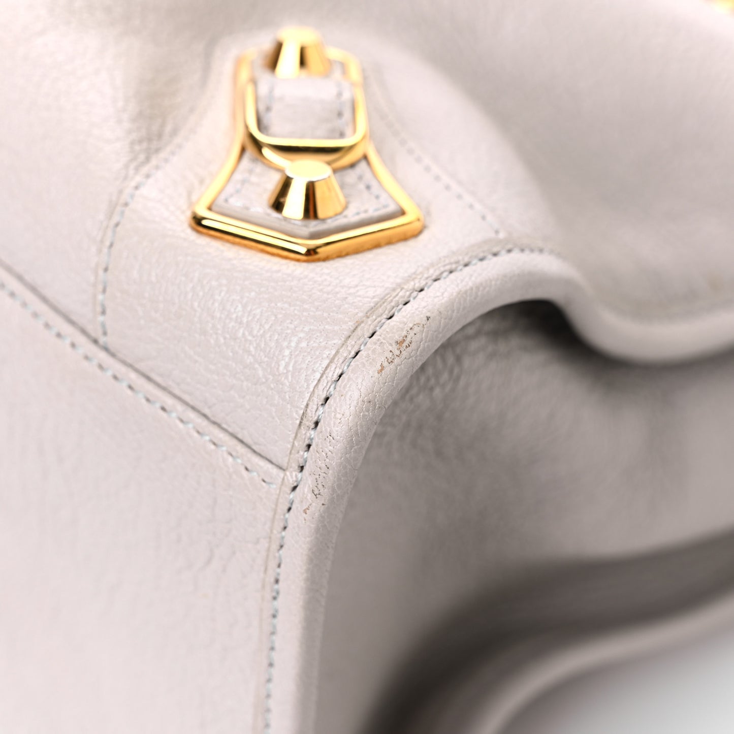 Chevre Gold Metallic Edge Hardware City Gris Clair Gris Perle