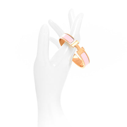 Hermes Enamel Narrow Clic Clac H Bracelet PM Rose Dragee 2 of 5