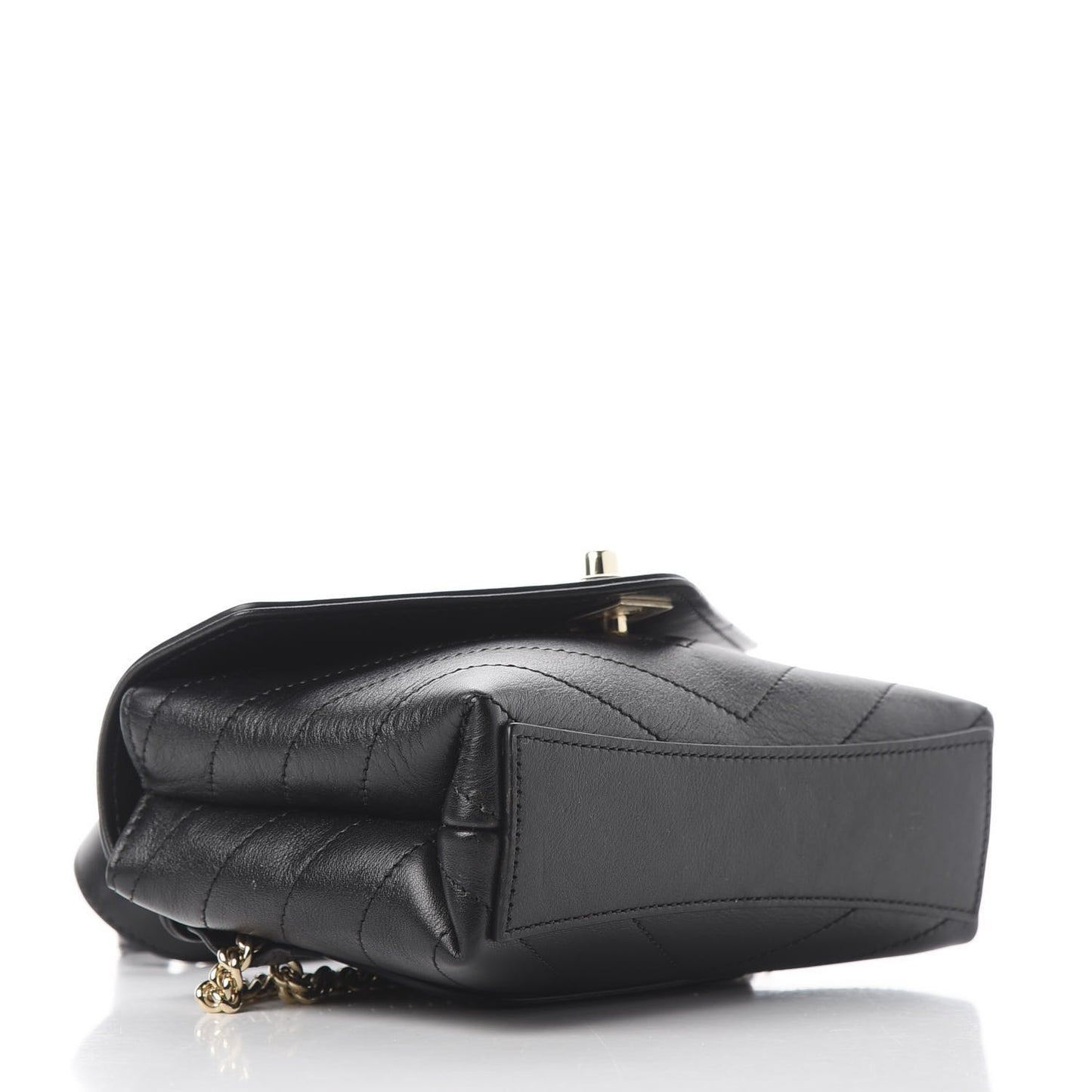 Calfskin Chevron Stitched Coco Waist Bag Black