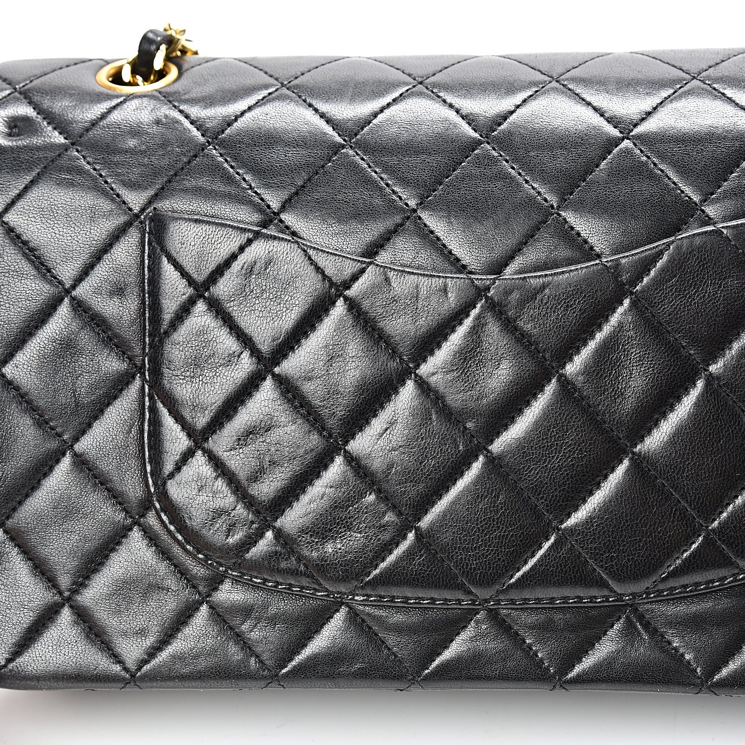 Chanel Lambskin Quilted Medium Double Flap Black 14 of 16