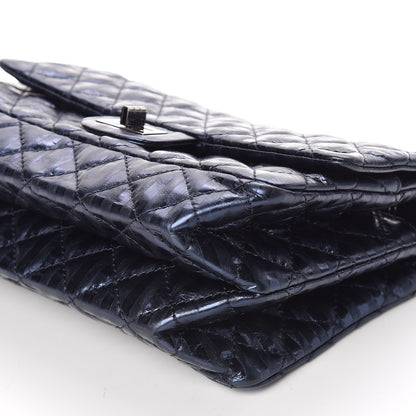 Chanel Metallic Aged Calfskin Striped Accordion Reissue 2.55 Flap Blue 6 of 10