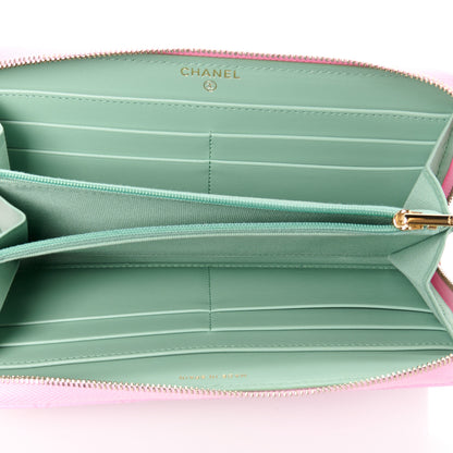 Chanel Caviar Quilted Perforated CC Long Zipped Wallet Pink 5 of 12