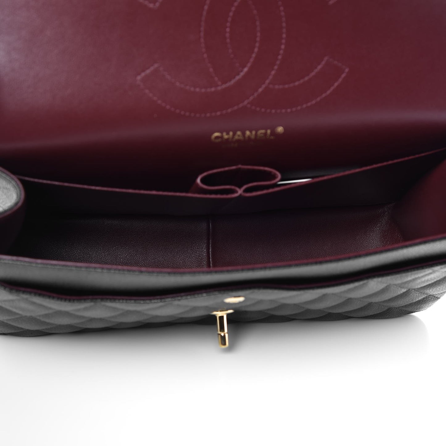 Caviar Quilted Jumbo Double Flap Black