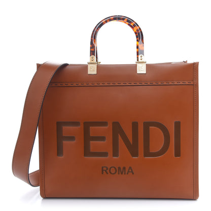 Fendi Vitello King Plexiglass Medium Fendi Sunshine Shopper Tote Cuoio 1 of 8