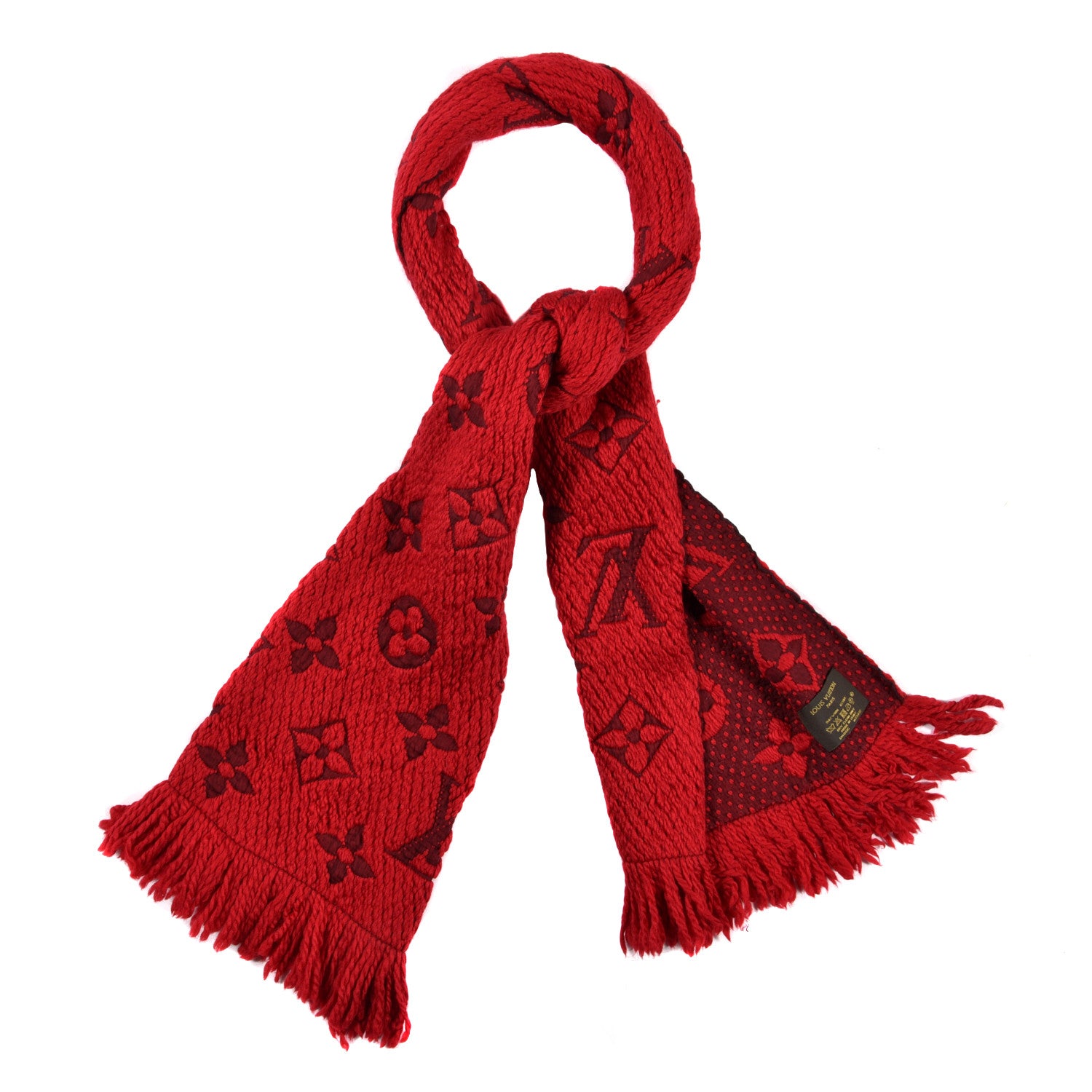 Louis Vuitton Wool Silk Logomania Scarf Rubis 1 of 4