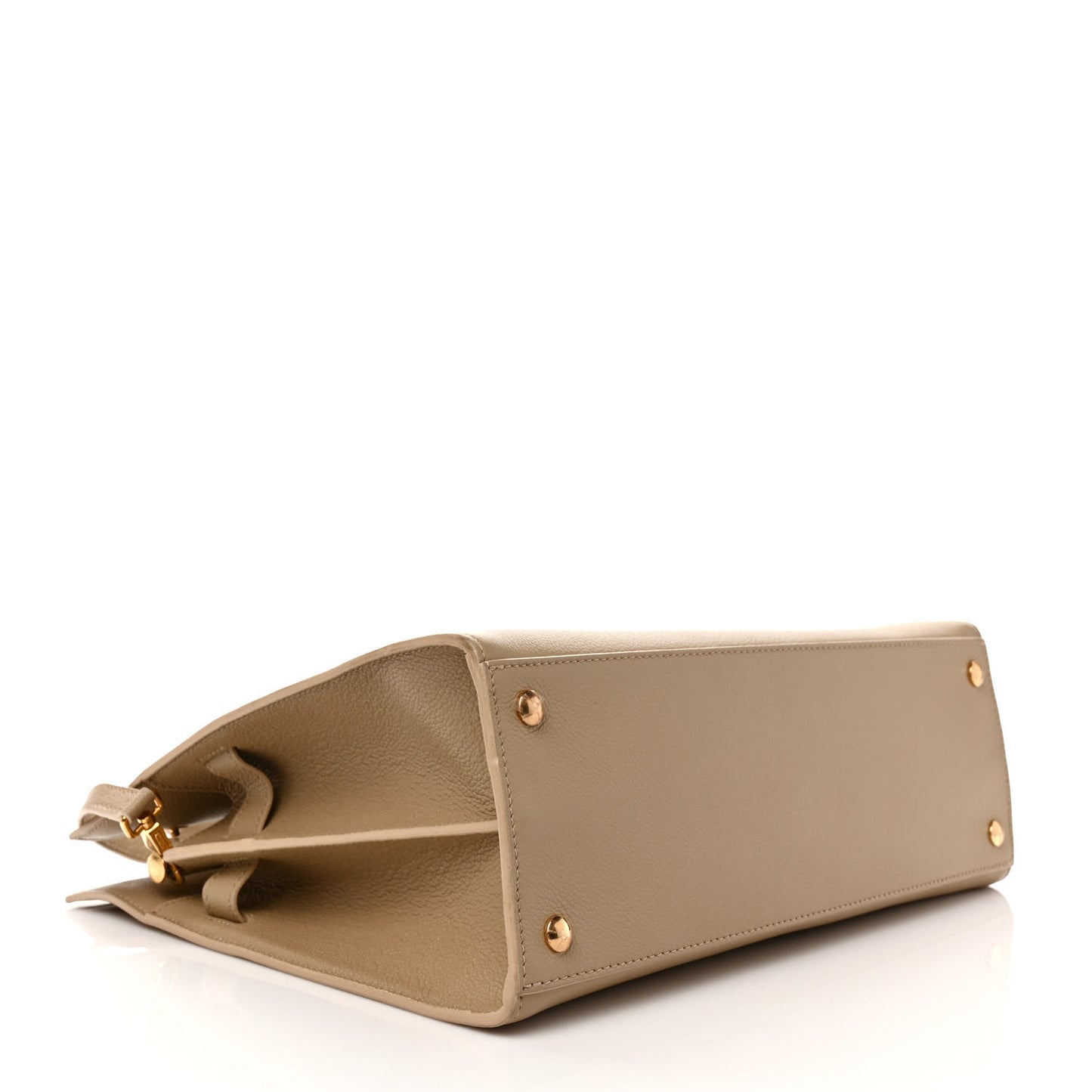 Grainy Calfskin Medium Title Bag Honey