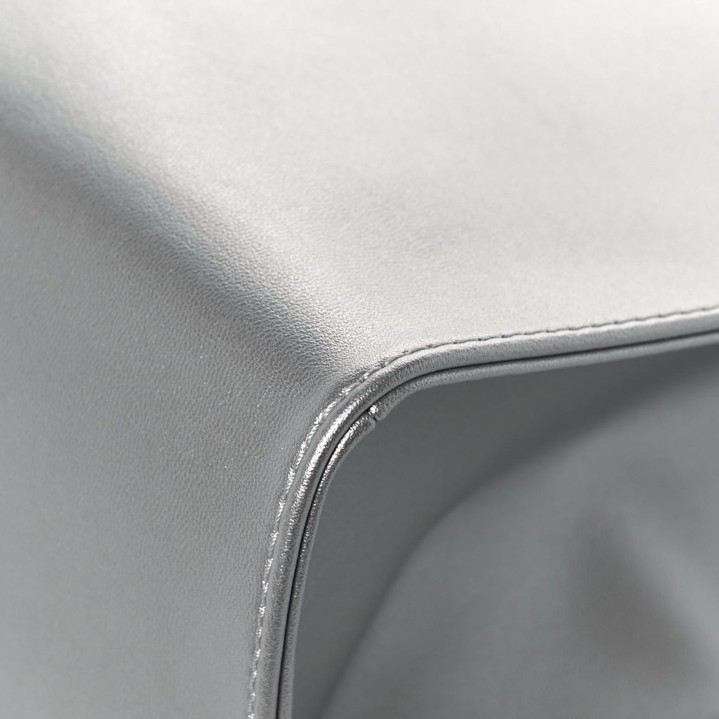 Metallic Vegan Leather Medium Shopping Bag Silver