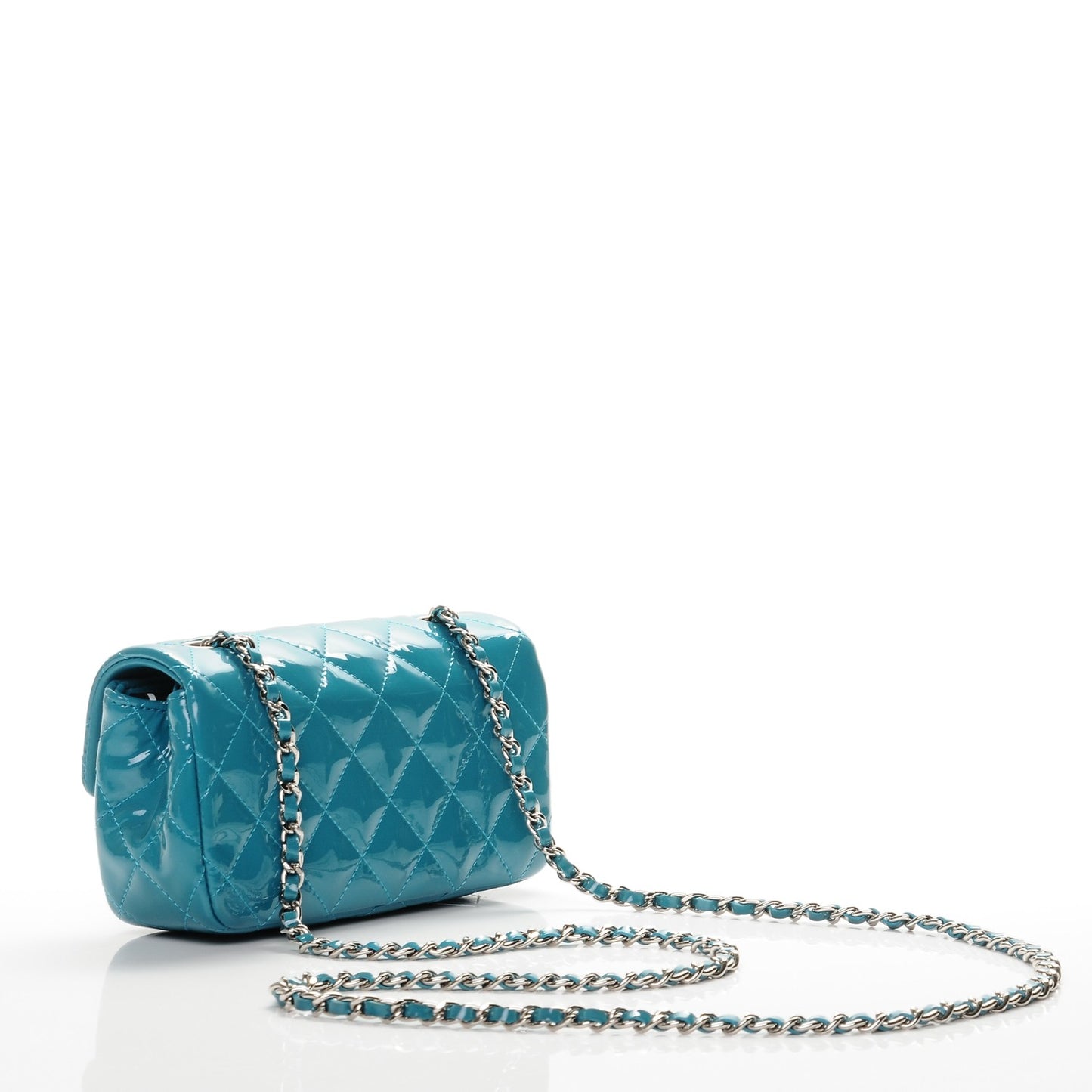 Patent Quilted Extra Mini Flap Blue