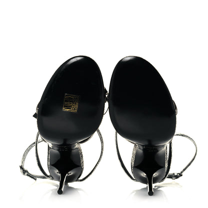 Saint Laurent Metallic Calfskin Cassandra 110 Ankle Strap Sandals 39.5 Argento 7 of 10