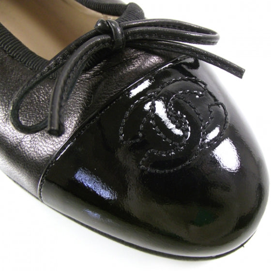 Chanel Patent Leather Tip Ballerina Flats 35.5 Black 10 of 10