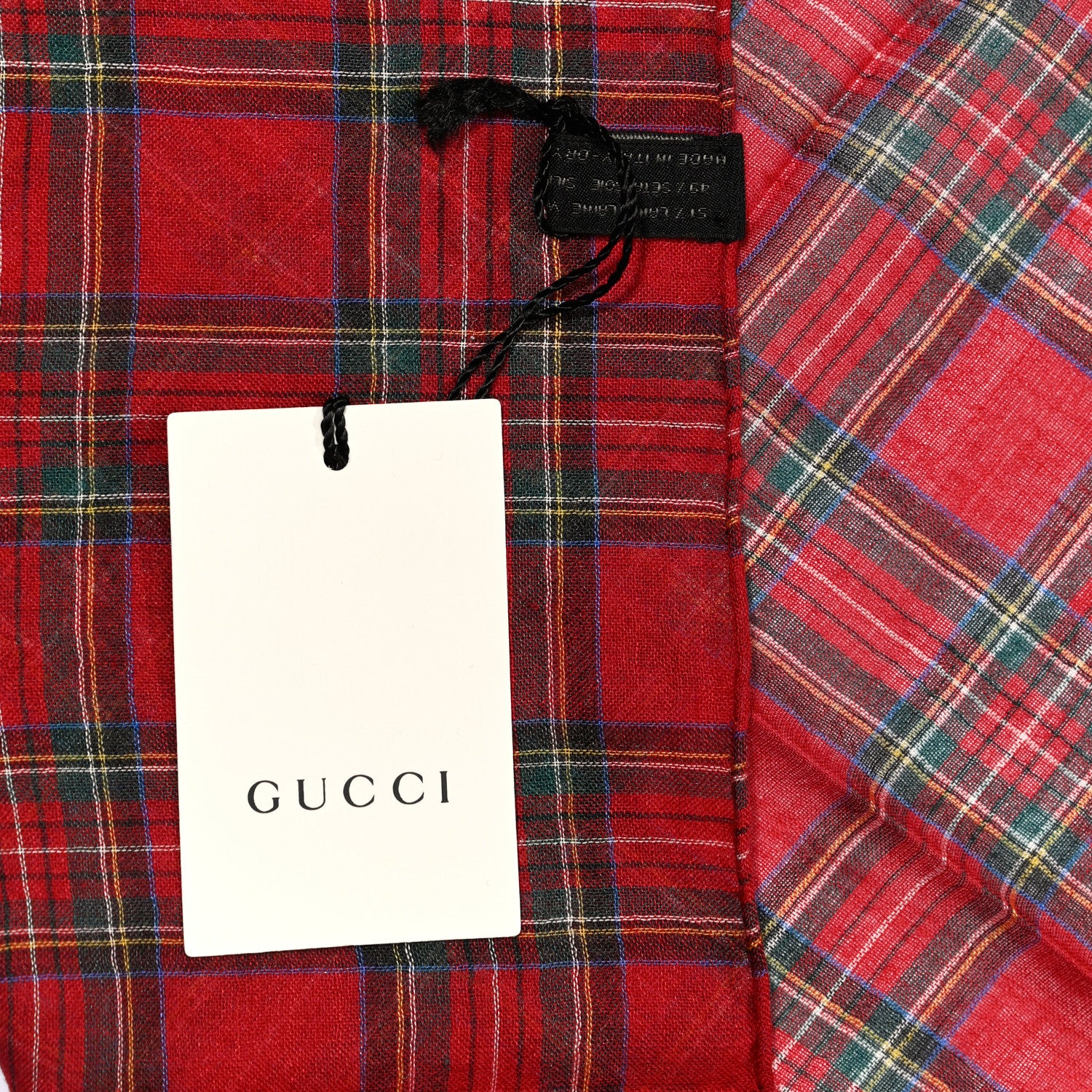 Gucci Wool Plaid Scarf Red 3 of 4