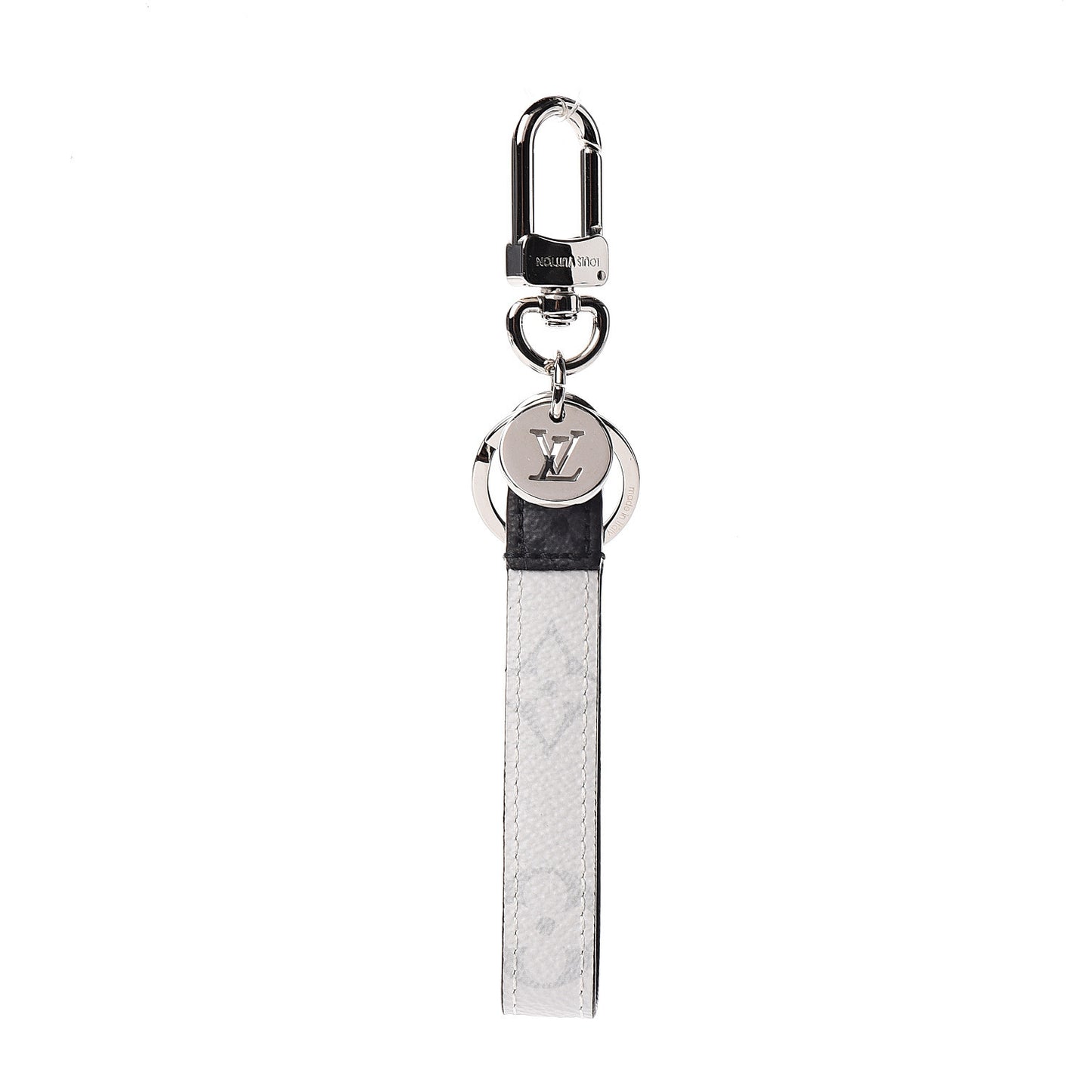 Monogram Eclipse White Slim Dragonne Bag Charm Key Holder