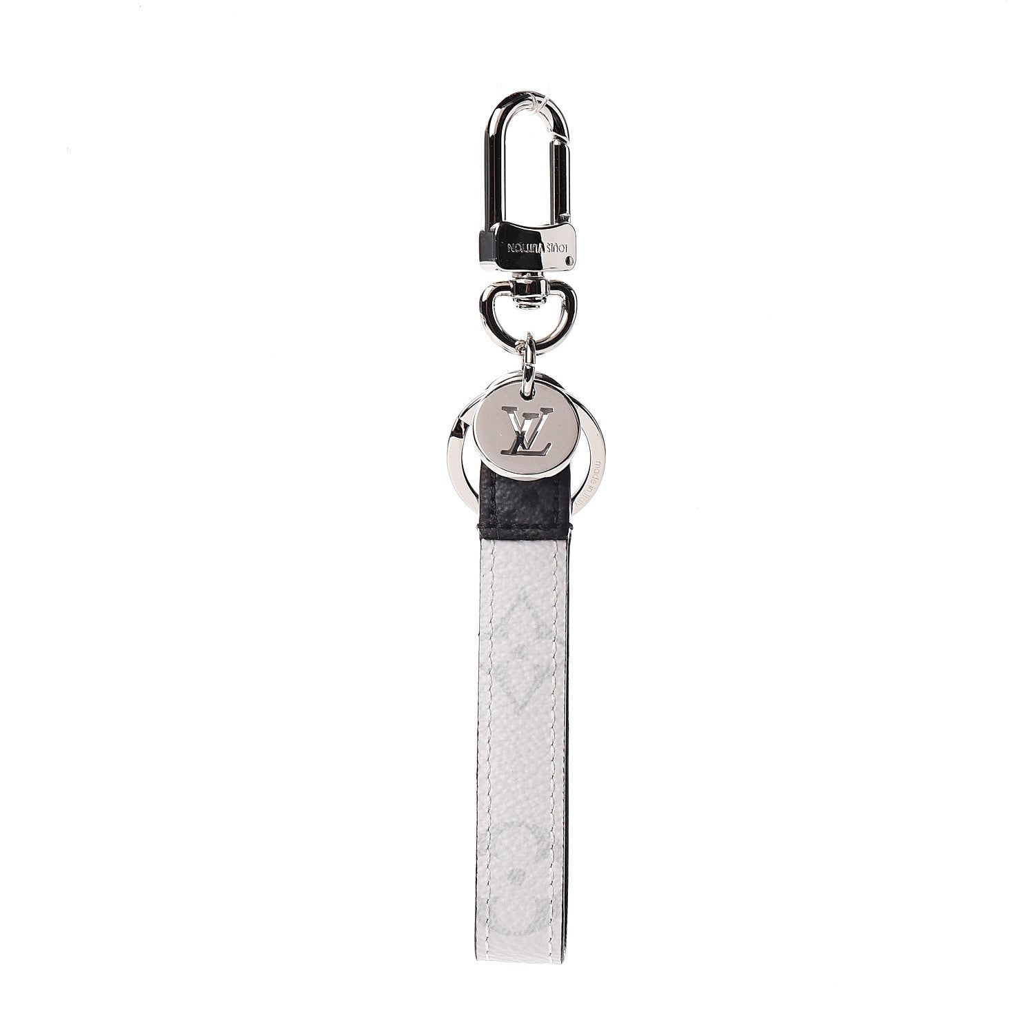 Louis Vuitton Monogram Eclipse White Slim Dragonne Bag Charm Key Holder 1 of 3