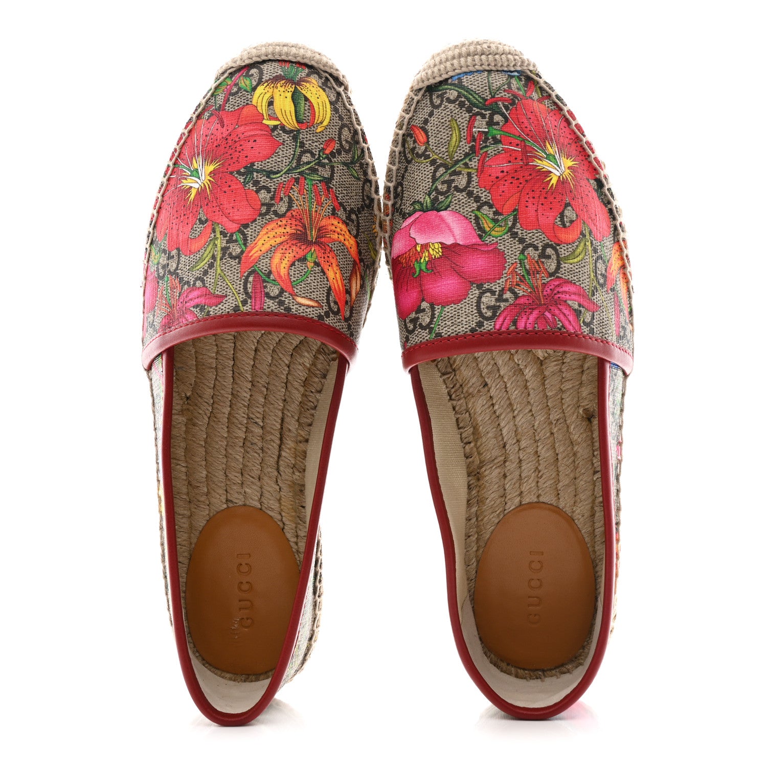 Gucci GG Supreme Monogram Tian Womens Espadrilles 36.5 Beige Ebony Multicolor Rosso 2 of 13
