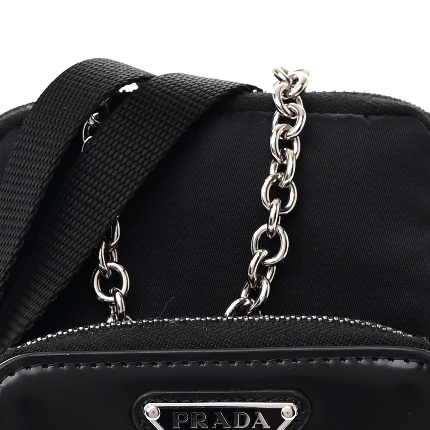 Prada Brushed Calfskin Mini Crossbody Pouch Black 9 of 12