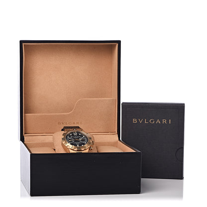 Bulgari 18K Yellow Gold Rubber 38mm Diagono Scuba Chronometer Automatic Watch Black 7 of 7