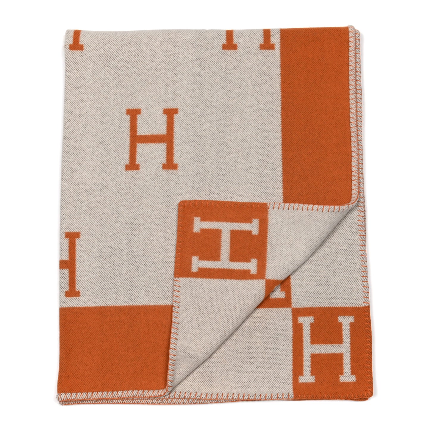 Wool Cashmere Signature Classic Avalon Blanket Ecru Potiron