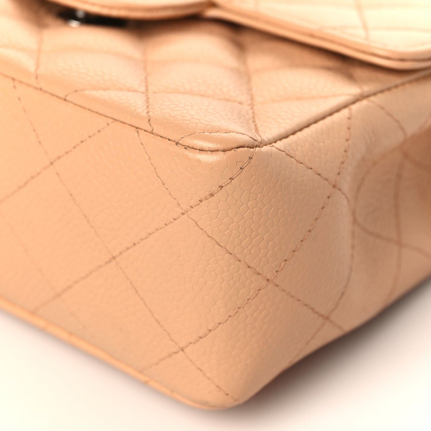 Caviar Quilted Mini Square Flap Beige