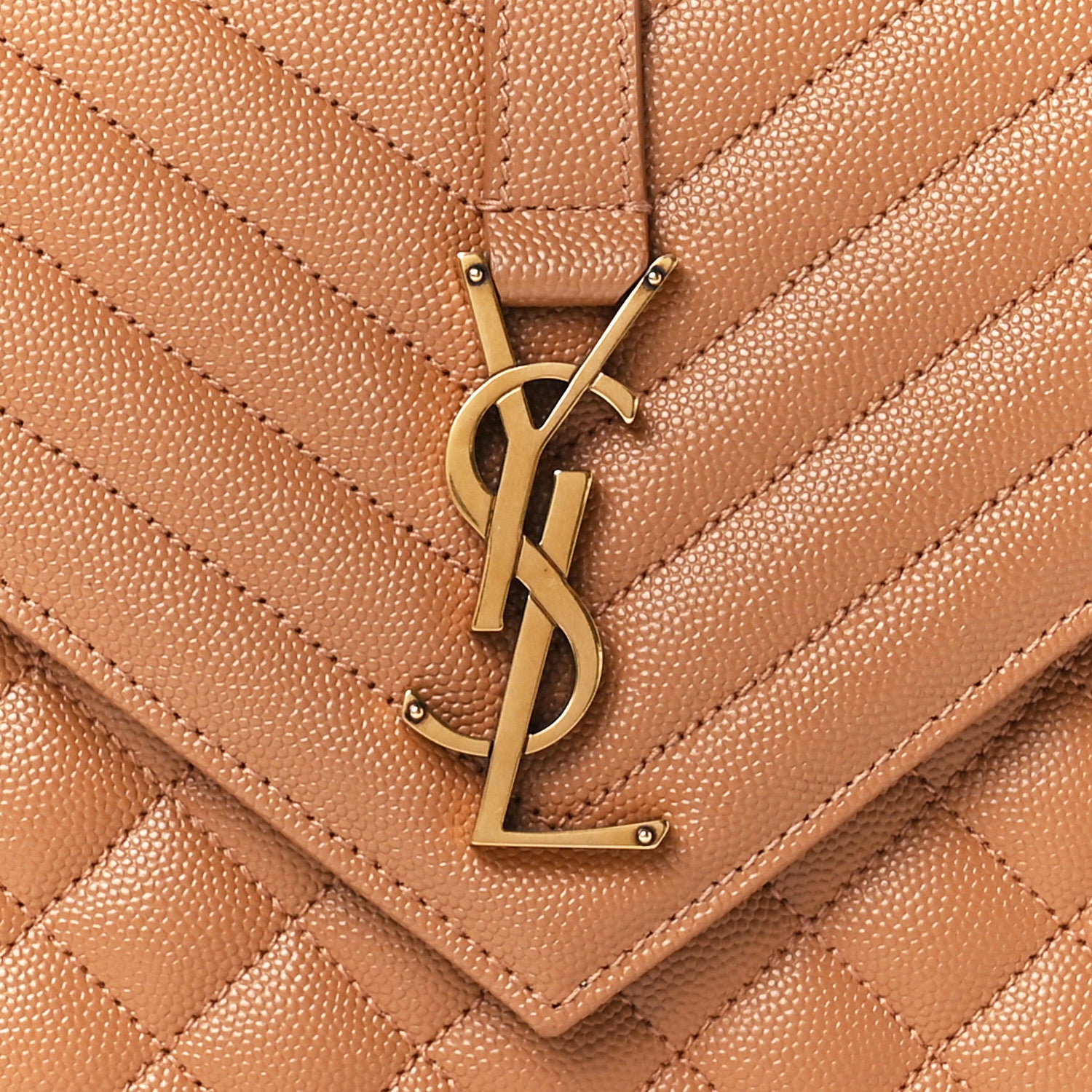 Saint Laurent Grain De Poudre Mixed Matelasse Triquilt Monogram Chain Wallet Dune 9 of 12