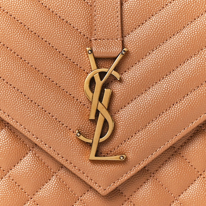 Saint Laurent Grain De Poudre Mixed Matelasse Triquilt Monogram Chain Wallet Dune 9 of 12