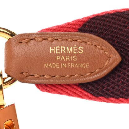 Hermes Toile Swift 25mm Sangle Flipperball Shoulder Strap Rouge De Coeur Bleu Frida Gold 3 of 6