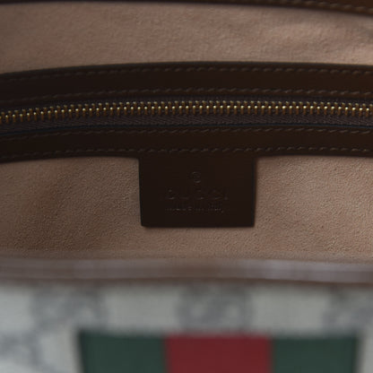 Gucci GG Supreme Monogram Azalea Calfskin Web Medium Jackie 1961 Hobo Beige Ebony Brown Sugar 8 of 10