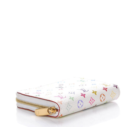 Louis Vuitton Monogram Multicolor Zippy Coin Purse Wallet White Litchi 4 of 7