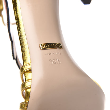 Gucci Metallic Nappa Ophelia High Heel Sandals 36.5 Gold 6 of 8