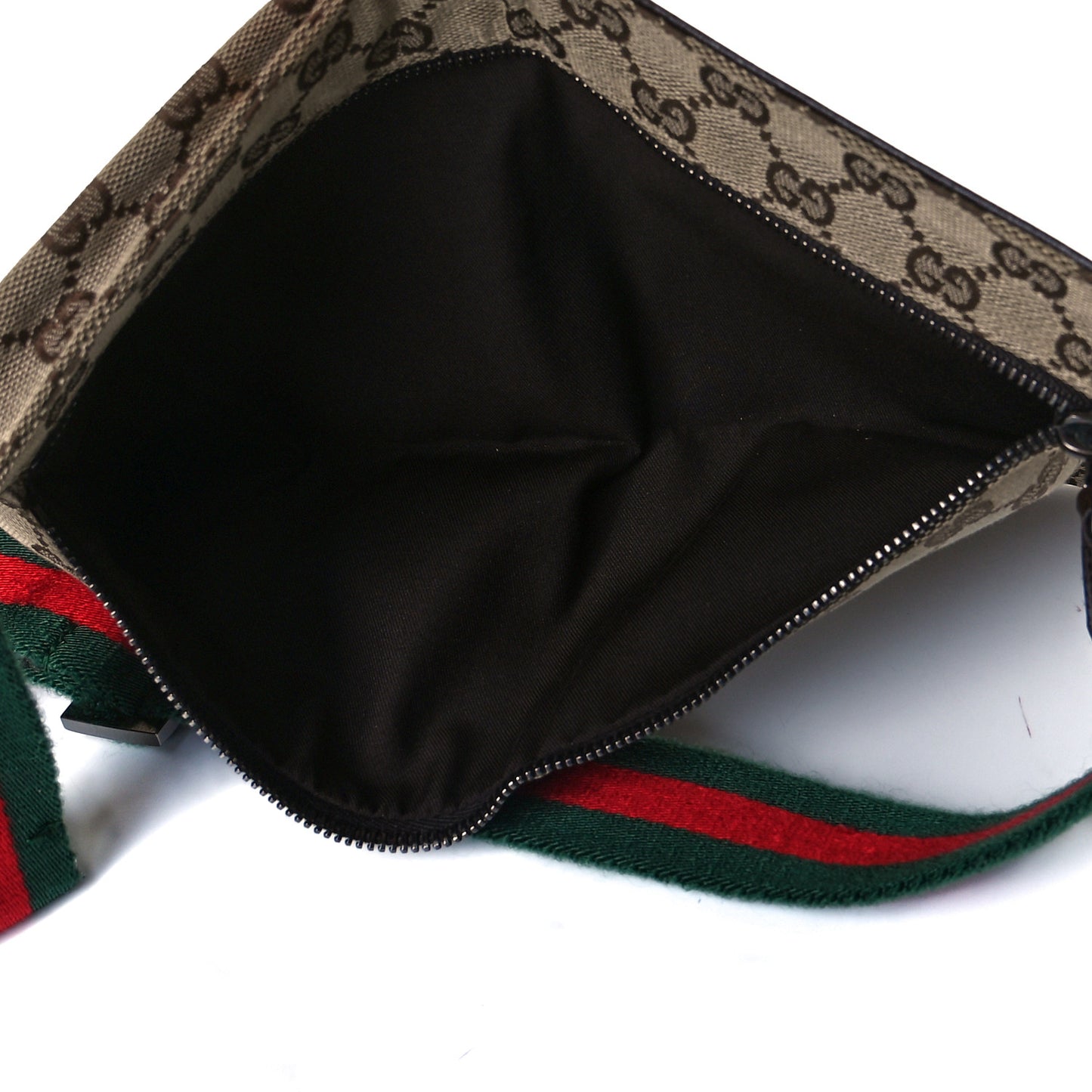 GG Monogram Web Double Pocket Belt Bag Dark Brown