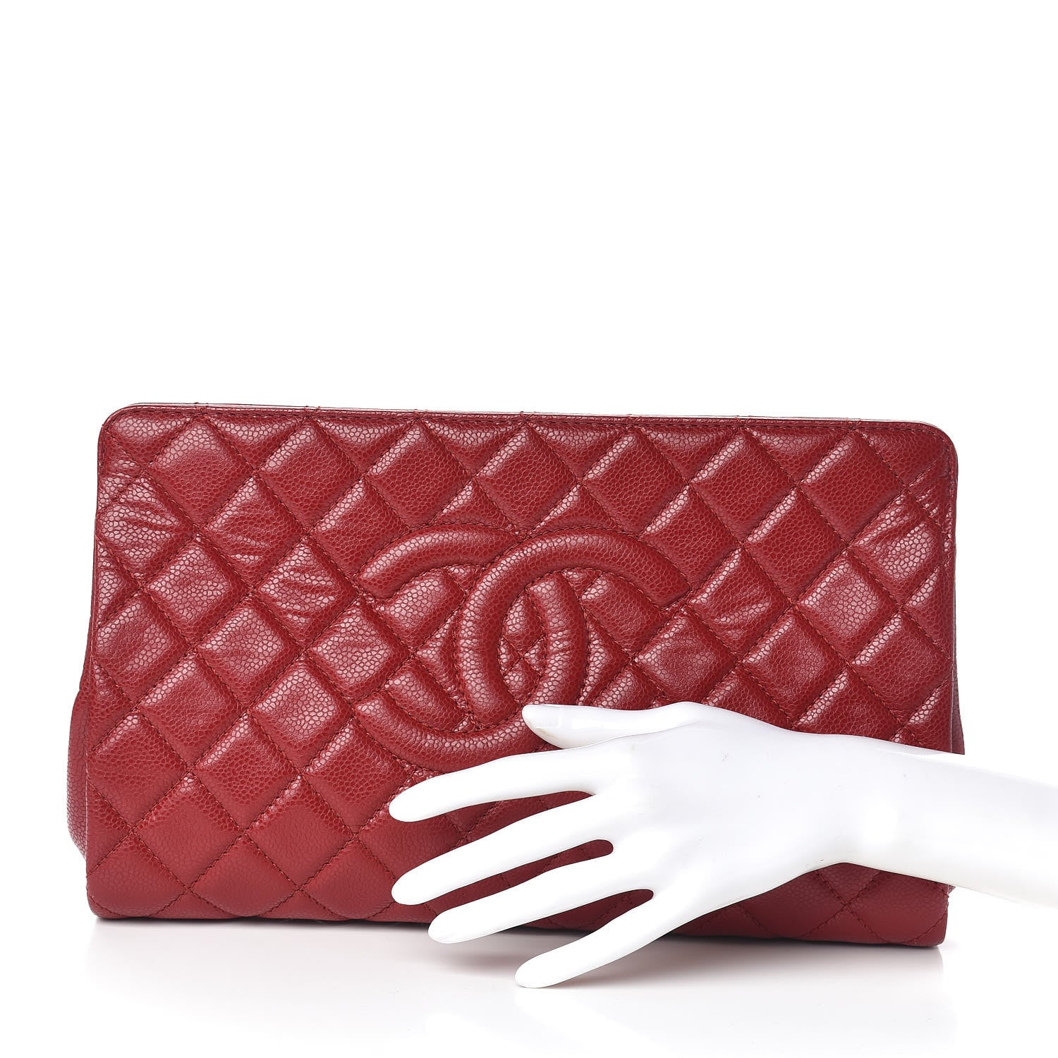 Chanel Caviar Quilted Large CC Clutch Red 2 of 10