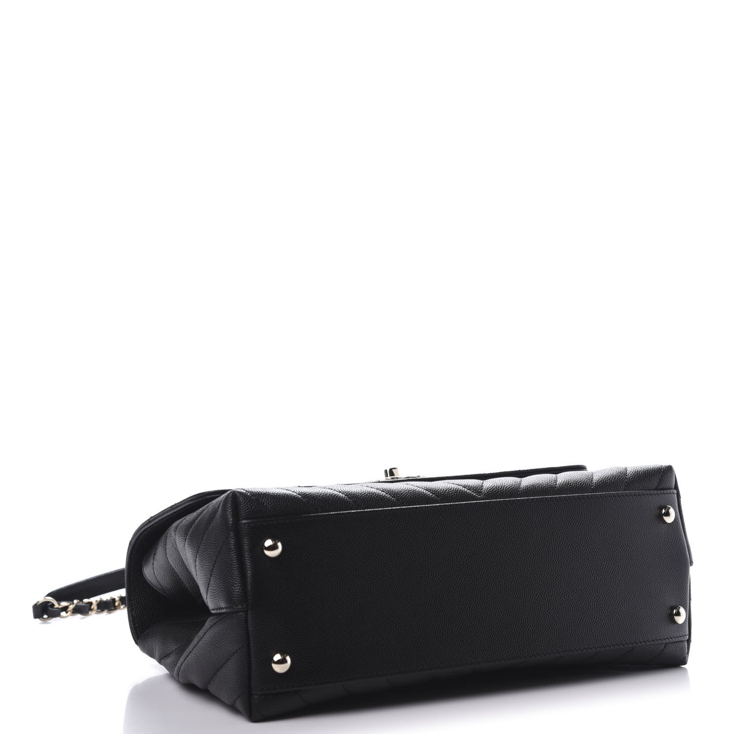 Chanel Caviar Chevron Quilted Small Coco Handle Flap Black 4 of 11