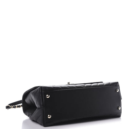 Chanel Caviar Chevron Quilted Small Coco Handle Flap Black 4 of 11